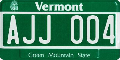 VT license plate AJJ004