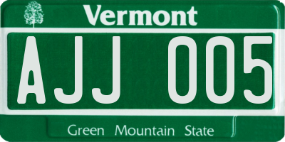VT license plate AJJ005