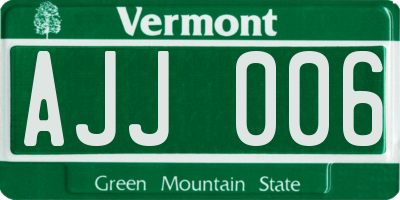 VT license plate AJJ006