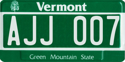 VT license plate AJJ007