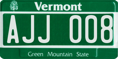 VT license plate AJJ008