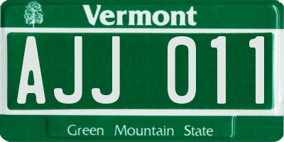 VT license plate AJJ011