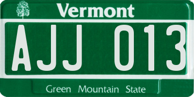 VT license plate AJJ013