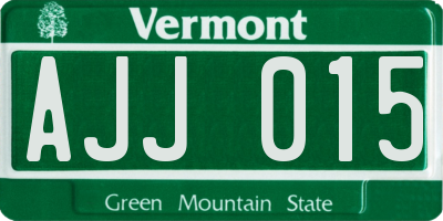 VT license plate AJJ015