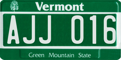 VT license plate AJJ016