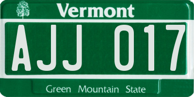 VT license plate AJJ017