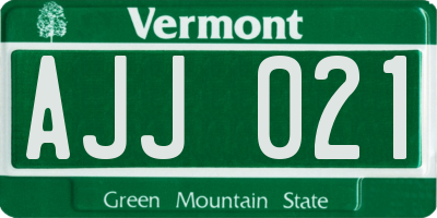 VT license plate AJJ021