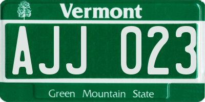 VT license plate AJJ023