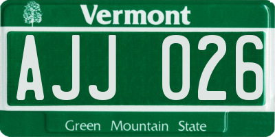 VT license plate AJJ026