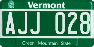 VT license plate AJJ028
