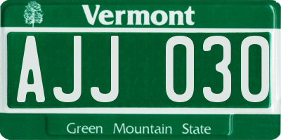 VT license plate AJJ030