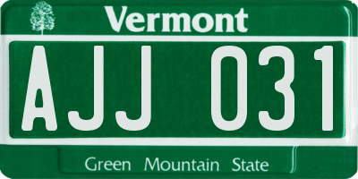 VT license plate AJJ031