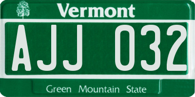 VT license plate AJJ032