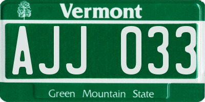 VT license plate AJJ033