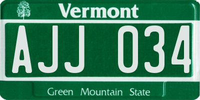 VT license plate AJJ034