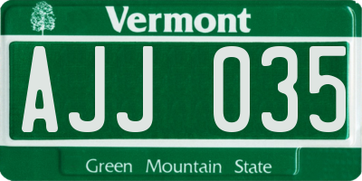 VT license plate AJJ035