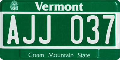 VT license plate AJJ037