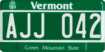 VT license plate AJJ042