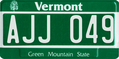 VT license plate AJJ049
