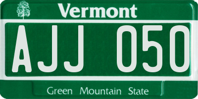 VT license plate AJJ050
