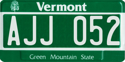 VT license plate AJJ052