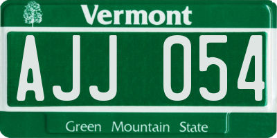 VT license plate AJJ054