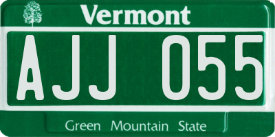VT license plate AJJ055