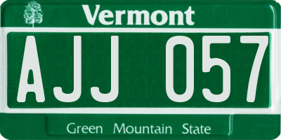 VT license plate AJJ057