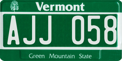 VT license plate AJJ058