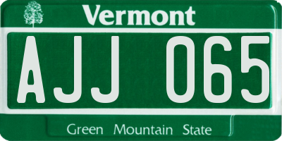 VT license plate AJJ065
