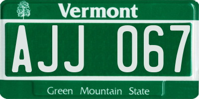 VT license plate AJJ067