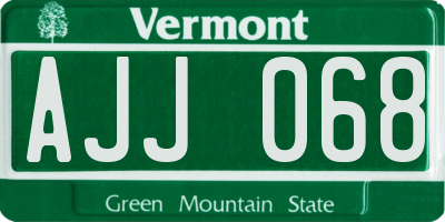 VT license plate AJJ068