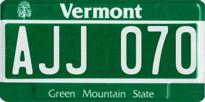 VT license plate AJJ070