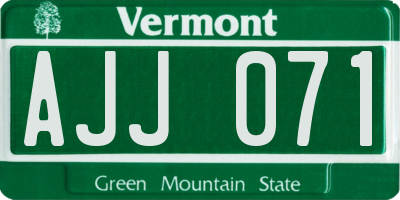 VT license plate AJJ071