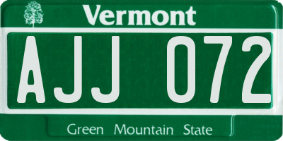 VT license plate AJJ072
