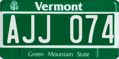 VT license plate AJJ074