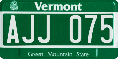 VT license plate AJJ075