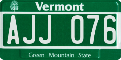 VT license plate AJJ076