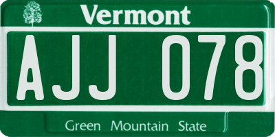 VT license plate AJJ078