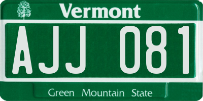 VT license plate AJJ081