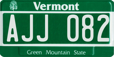 VT license plate AJJ082