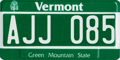 VT license plate AJJ085