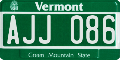 VT license plate AJJ086