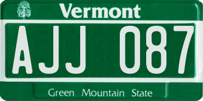 VT license plate AJJ087