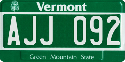 VT license plate AJJ092
