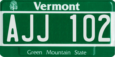 VT license plate AJJ102