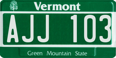 VT license plate AJJ103