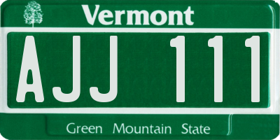 VT license plate AJJ111