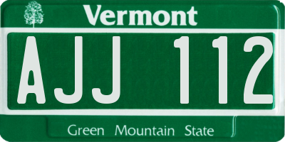 VT license plate AJJ112