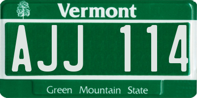 VT license plate AJJ114